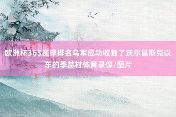 欧洲杯365买球排名乌军成功收复了沃尔昌斯克以东的季赫村体育录像/图片